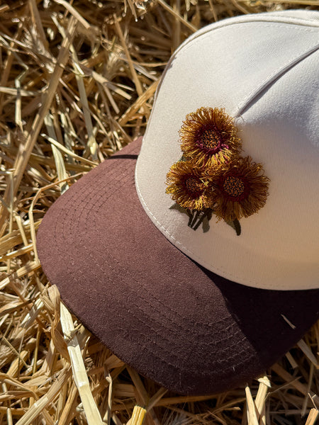 PEAK SEASON ||  Suede Brim Sunflower Hat