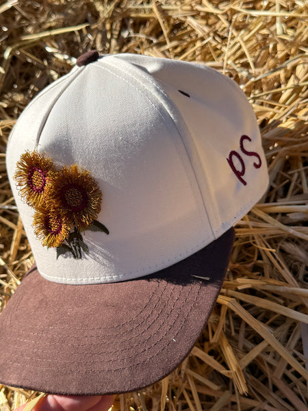 PEAK SEASON ||  Suede Brim Sunflower Hat