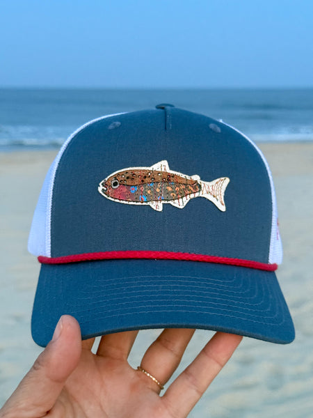 PEAK SEASON ||  Leather and Cork Embroidered Fish Hat