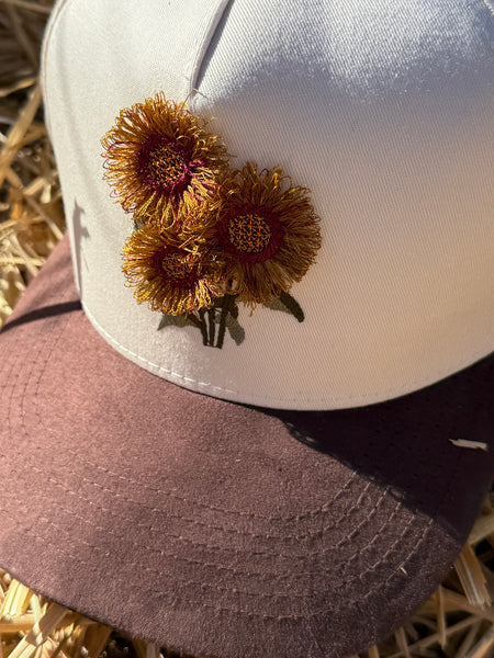 PEAK SEASON ||  Suede Brim Sunflower Hat