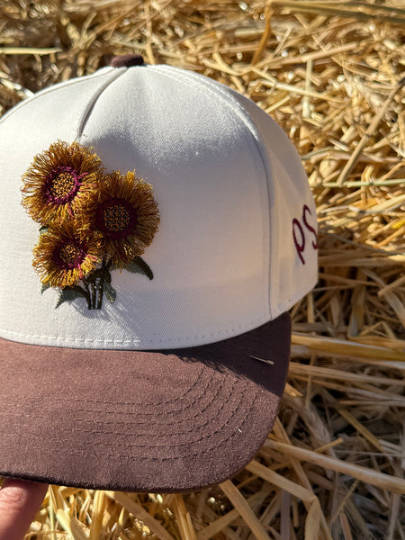 PEAK SEASON ||  Suede Brim Sunflower Hat